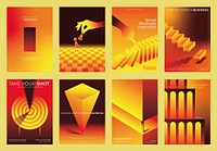 Set of motivational posters with bold colors and geometric designs. Business, leadership, and innovation. Bright, dynamic, and inspiring visuals. Gradient innovative business poster collection.