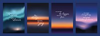 Inspirational posters with motivational quotes. Vibrant backgrounds with quotes about joy, and growth. Perfect for motivation and inspiration. Sunset sky inspirational quote poster template vectors.