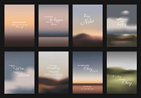 Inspirational  blurred background quotes gradient poster template vector set Aesthetic inspirational quote poster template vectors.