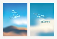 Inspirational posters with quotes. Blurred backgrounds with motivational quotes. Uplifting quotes inspire positivity. Motivational quotes on blue skies. Motivational quote poster template vectors.