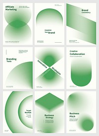 Abstract green shape gradient poster set. Business marketing branding Modern branding strategy in abstract gradient poster. Abstract green vector poster set with business marketing braning concept.