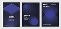 Creative design business marketing poster template vector set. Abstract dark blue gradient designs poster with Business marketing concept. Business modern dael blue gradient design template poster set