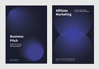 Abstract dark blue shape gradient poster set. Business marketing Modern branding strategy in abstract black gradient poster. Abstract dark blue vector poster set with business marketing concept.