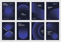 Creative design business marketing poster template vector set. Abstract dark blue gradient designs poster with Business marketing concept. Business modern dael blue gradient design template poster set