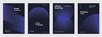 Creative design business marketing poster template vector set. Abstract dark blue gradient designs poster with Business marketing concept. Business modern dael blue gradient design template poster set