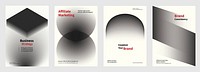 Abstract black and white shape gradient poster set. Business marketing Modern branding strategy in abstract gradient poster. Abstract black and white vector poster set with business marketing concept.