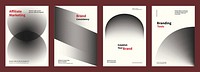 Abstract black and white shape gradient poster set. Business marketing Modern branding strategy in abstract gradient poster. Abstract black and white vector poster set with business marketing concept.