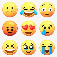 3D emoticon sticker design element set