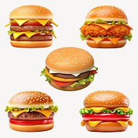 3D cheeseburger design element set