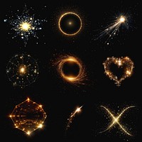 Starry glowing effect design element set psd