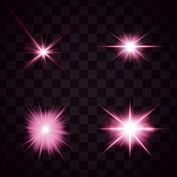 Pink starlight effect design element set psd