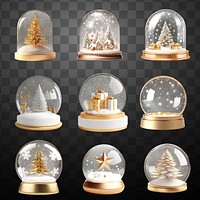 Christmas snow globe design element set psd