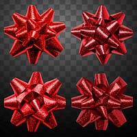 Red gift bow design element set psd