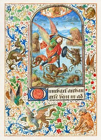 Saint Michael by Lieven van Lathem. Original public domain image from Getty Museum. Digitally enhanced by rawpixel. 