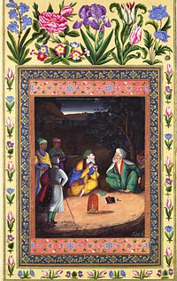 "A Night-time Gathering", Folio from the Davis Album. Original public domain image from The MET. Digitally enhanced by rawpixel. 