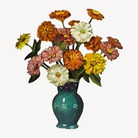 Vintage flower vase collage element psd. Remixed by rawpixel. 