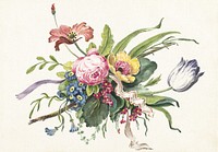 Flower arrangement (1809) by Catharina Wilhelmina Schweickhardt. Original public domain image from The Rijksmuseum. Digitally enhanced by rawpixel.