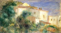 Pierre-Auguste Renoir's Maison de la Poste, Cagnes (1906-1907) painting in high resolution. Digitally enhanced by rawpixel.