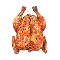 An isolated Tandoori Chicken food illustration watercolor.