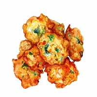 An isolated Pakora food illustration watercolor.