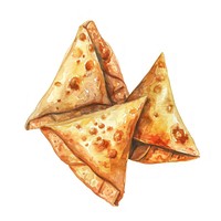 An isolated samosas food illustration watercolor.