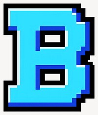 8-bit letter B blue pixelated number vector