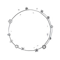 Circle frame with flowers outline sketch accessories.