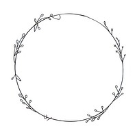 Circle frame with leaves illustration line art.