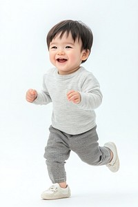 A Young cute asian baby boy happy running photo.