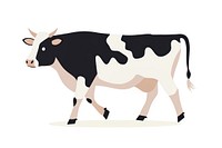 Black and white dairy cow walking illustration minimalist animal.