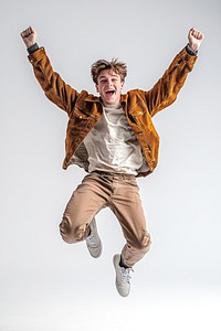 Teenager Jumping jumping expression background.