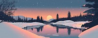 Winter christmas wallpaper illustration landscape scenery.