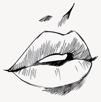 Black kiss lips art drawing sketch vector