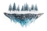 Floating icy island trees floating scenery.