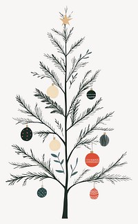 Christmas pine tree illustration ornament simple vector