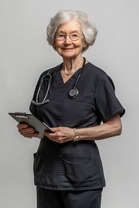 Senior Nurse clipboard holding professional.