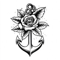 Anchor and rope and rose art illustration tattoo.