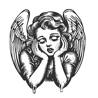 Angel cry illustration design black.