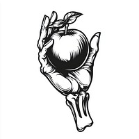 Hand bone holding an apple art illustration design.