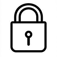 Lock sign icon black white illustration.