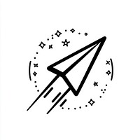 Simple paper plane sign icon black white art.