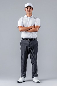 A golf player style accessories sportswear.