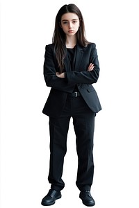 Business teen female suit standing woman.