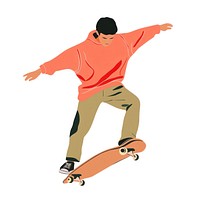 Young man playing skateboard illustration street style.