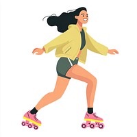 Young woman running illustration skating female.