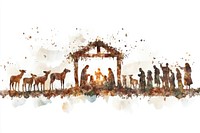 Christmas nativity illustration watercolor christmas.