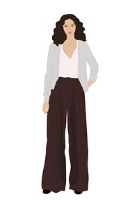 Elegant woman illustration wide-leg pants.