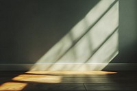 Empty soft gray wall floor wood sunlight.