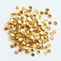 Gold confetti celebration chandelier decoration.