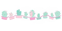 Memphis ribbon cactus garland illustration colors cute.